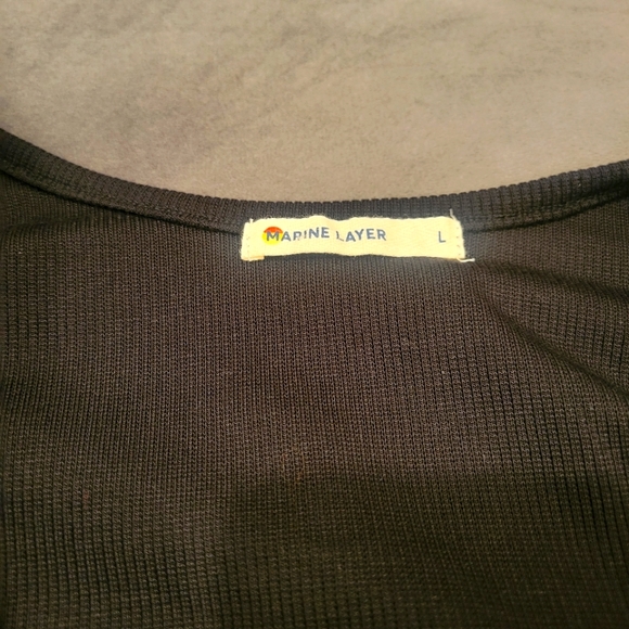 Marine Layer Women's Lexi Rib Tie Crop Tank Top in Black Size Large - Picture 7 of 8